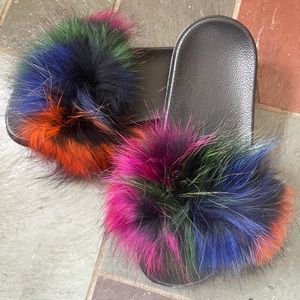🔥NWT🔥Real 🔥fox fur 🔥slippers 🔥